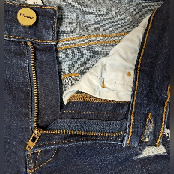 Frame Le High Skinny Distressed Destroyed Raw Hem Jeans Size 24 - Picture 6 of 16